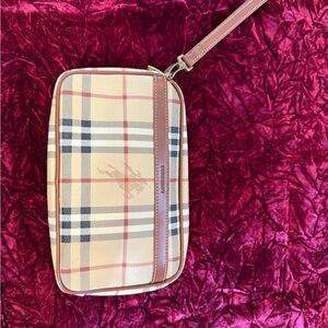 Burberry Beige and Red Plaid Wristlet